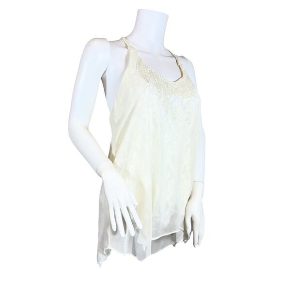 Miss Me Double Layer Lace Sequin Cream Top SZ M $89 - Picture 9 of 11